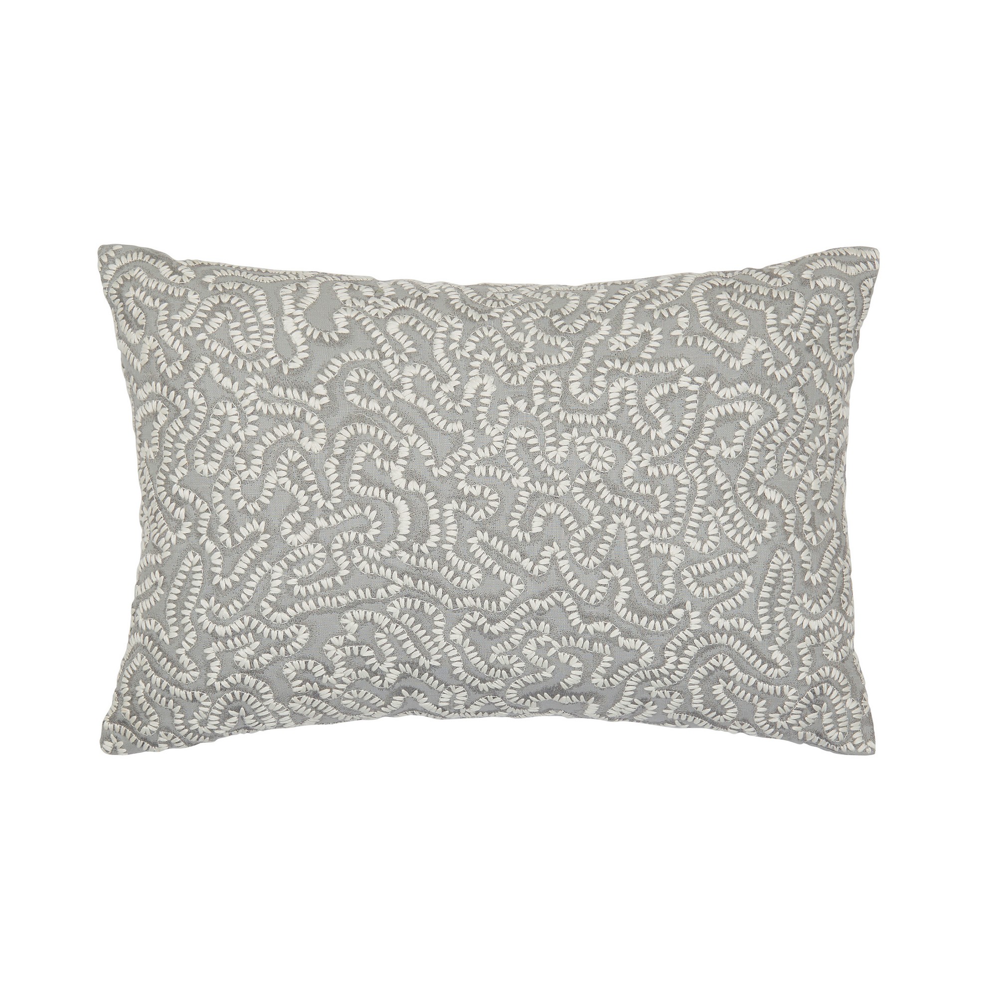 Maze Coral Embroidered Cushion By Zoffany In Silver Grey